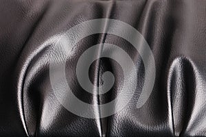 Texture of a black leather handbag