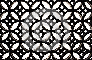 Texture black metal patterned grille on a white wall