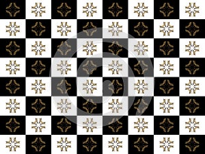 Texture with black white cell and gold fractal