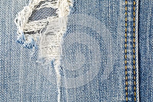 Texture of blue jeans seamless, Detail cloth of denim for pattern and background. Close-up