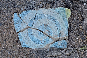 Texture of blue pieces of stones with cracks