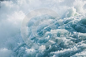 Texture of boiling water, waterfall, mountain river, boiling streams