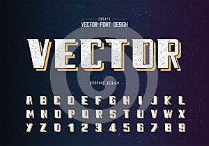 Texture Bold Font and alphabet vector, Modern Typeface and letter number design