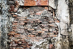 Texture of Break the old brick walls inside.