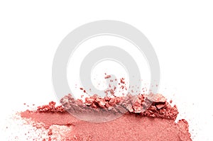 Texture of broken eyeshadow or powder. The concept of fashion and beauty industry. Close-up. Copy space.