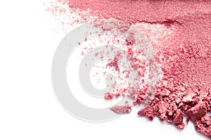 Texture of broken eyeshadow or powder. The concept of fashion and beauty industry. Close-up. Copy space.