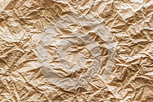 Texture of brown crumpled paper