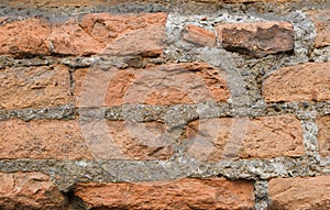 Texture of brown old brick. Background brickwork.