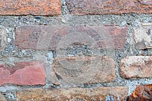 Texture of brown old brick. Background brickwork.