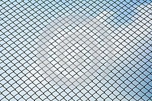 Texture the cage metal net isolate on blue sky