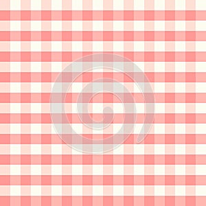 Texture from a cage, seamless pattern. Red checkered fabric. White and red stripes. Geometric background. Vector