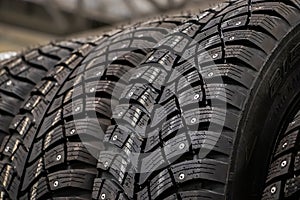 Texture of a car tire close up