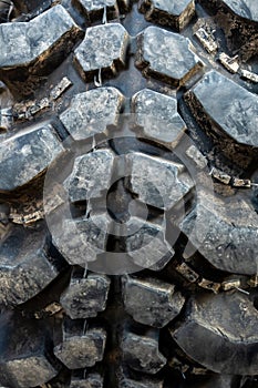 The texture of Centipede pattern mud terrain tire