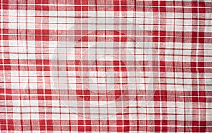 Texture of checked fabric , Red White tablecloth pattern, Plaid, for Background