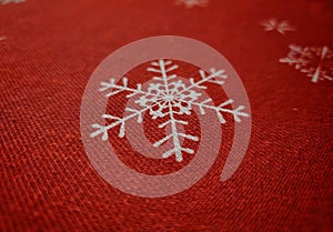 Texture of a Christmas cotton table cloth