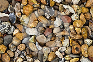 Texture: Close up of multi colored pebbles rocks / aggregate background. 9