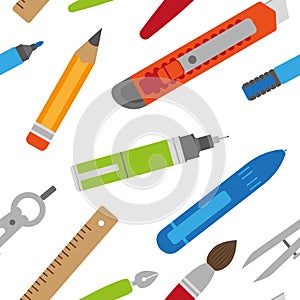 Texture of colorful stationary set in flat style