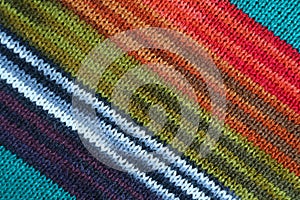 Texture of Colorful Striped Alpaca Knitted Wool Fabric in Diagonal Patterns