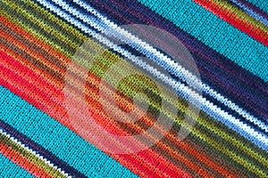 Texture of Colorful Striped Alpaca Knitted Wool Fabric in Diagonal Patterns