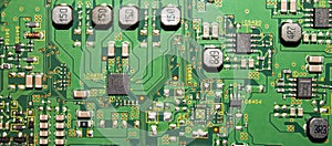 Texture of a computer chip with many elements.