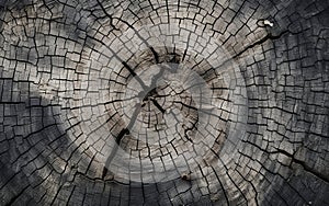 Texture of cracks and notches on a tree trunk in artistic representation.