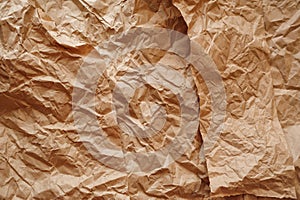 Texture of crumpled kraft paper for background