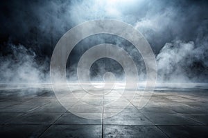 Texture dark concrete floor with mist or fog photo