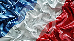 Texture design of national country French flag, wavy silk fabric background