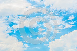 Texture and detail of beautiful white fluffy clouds and blue sky