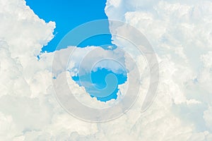 Texture and detail of beautiful white fluffy clouds and blue sky