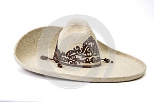 Texture detail of charro white hat in white background photo
