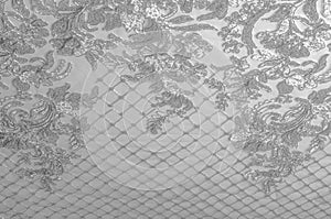 Texture. Drawing. background. Silver lace fabric. You fell in lo