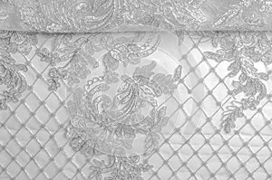 Texture. Drawing. background. Silver lace fabric. You fell in lo