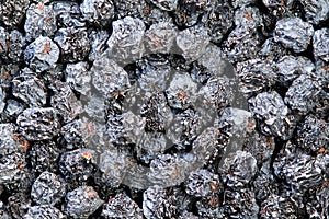 Texture of dried black aronia berries