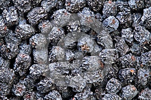 Texture of dried black aronia berries