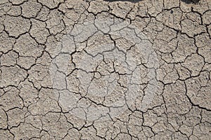 The texture of dried cracked mud flowed out of a mud volcano