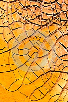 Texture of dry and cracked earth on the banks of the Rio tinto