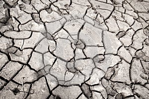 Texture of dry cracked earth. Desert, concept of time of drought and global warming