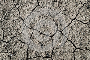 Texture of dry cracked soil. Damaged ground.