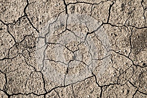 Texture of dry cracked soil. Drought season.