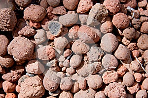 Texture of expanded clay, expanded clay