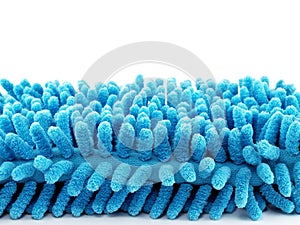 blue fluffy fabric microfiber mitt glove isolated on white background