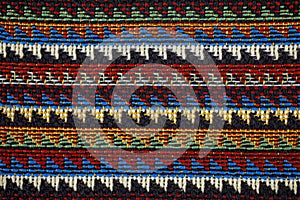 Texture of fabric with traditional Mexican pattern macro