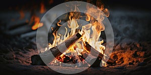 Texture fire bonfire coal. Smoldering fire, firewood.Generative AI