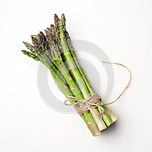 Texture of fresh green asparagus, top view.