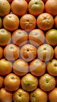 Texture of fresh mandarin oranges in supermarket, citrus fruit photo