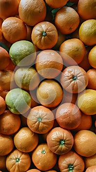 Texture of fresh mandarin oranges in supermarket, citrus fruit photo