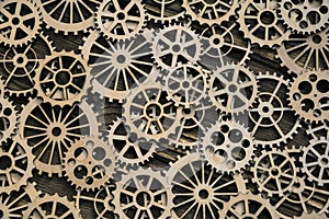 Texture of gears lie in perspective, background.