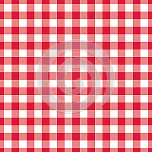 Texture Gingham seamless pattern. Red Checkered Textile products. Vector illustration squares or rhombus for fabric napkin plaid