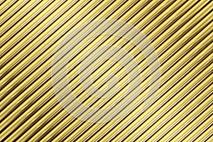 Texture of gold steel pipe sort in diagonal, abstract background. 3D rendering